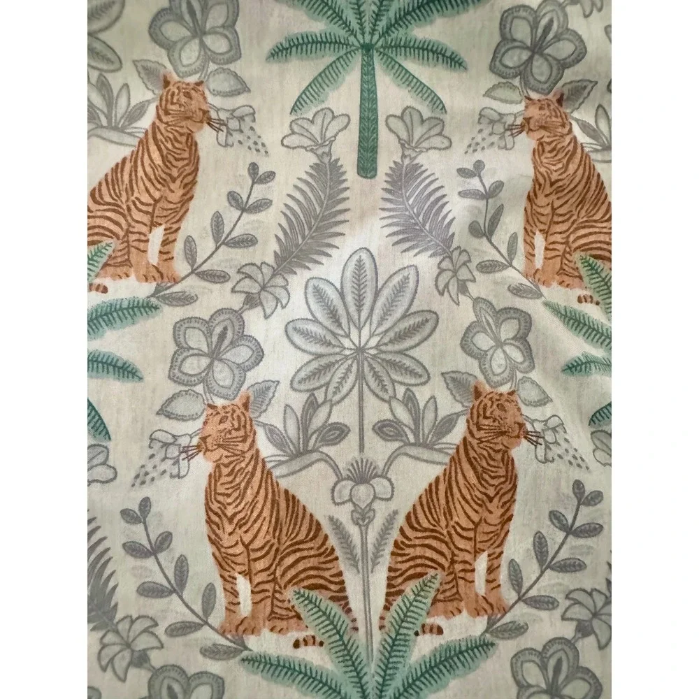 House of Verdi Tiger Palm Tree Jungle Print King Sheet Set Boho Bungalow